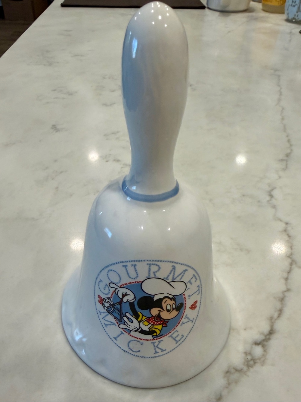 Disney White Ceramic Bell with Gourmet Mickey Art